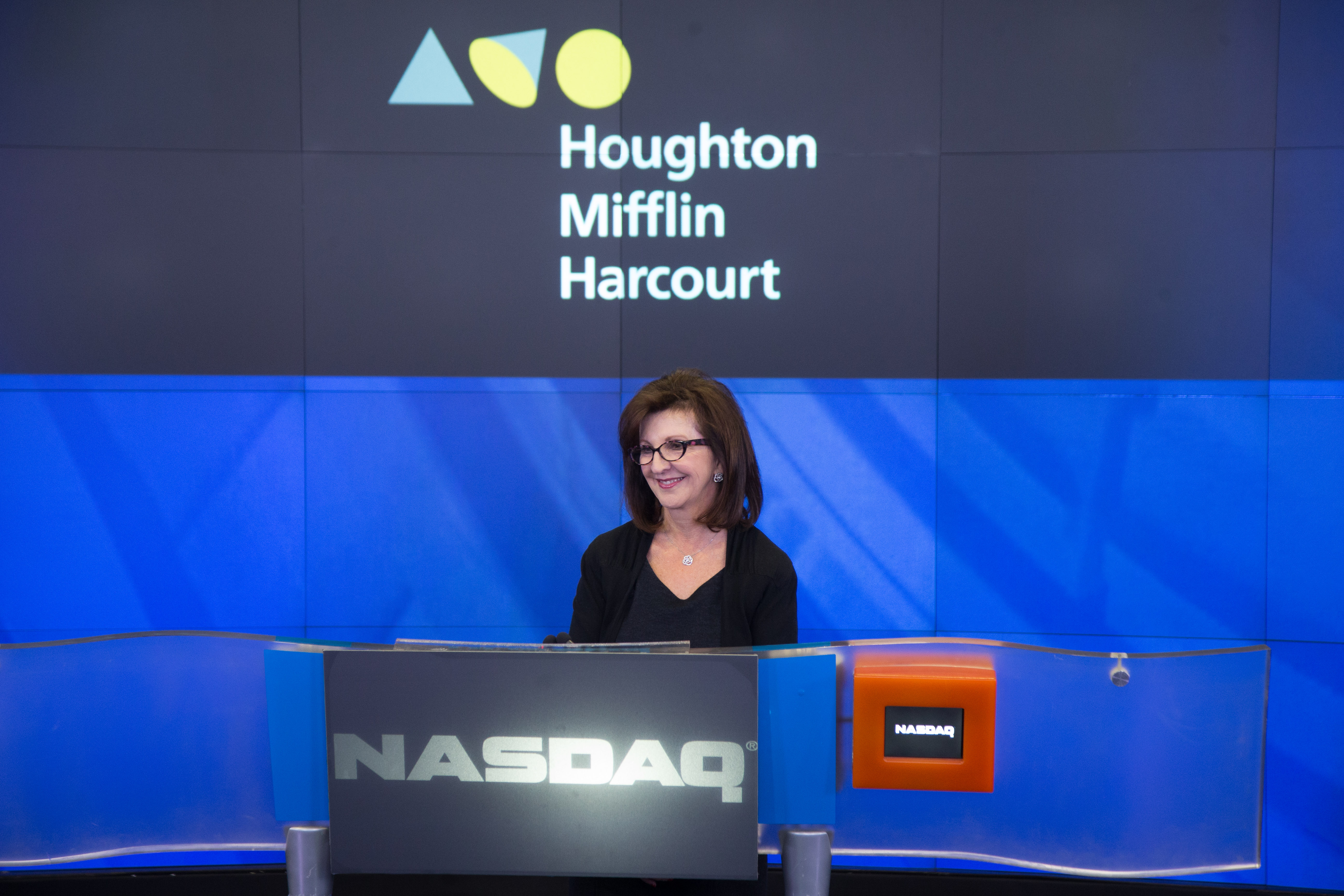 2013 IPO at NASDAQ. HMH CEO Linda Zecher